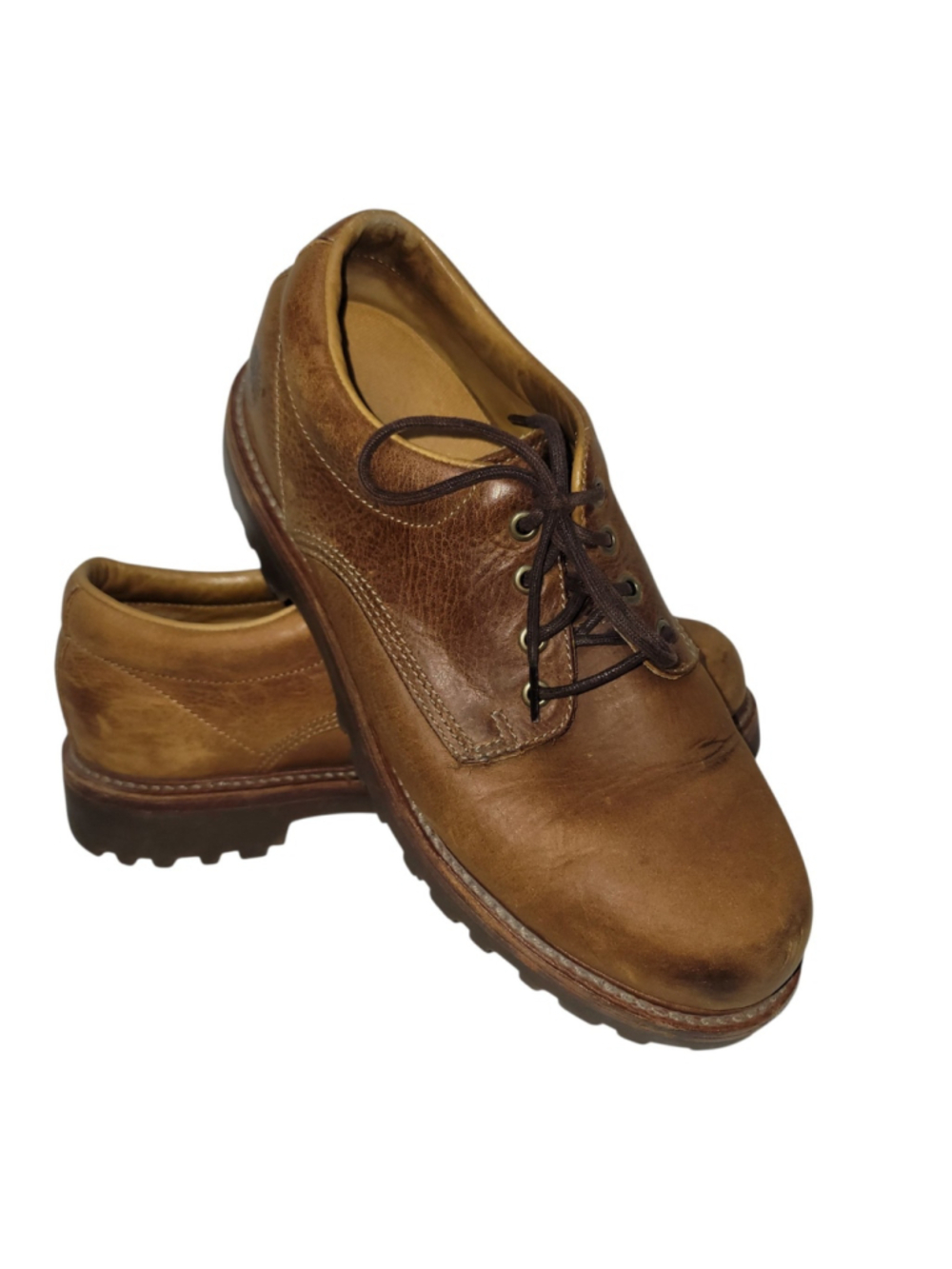 Timberland Men's Brown Leather Oil Resistant Sole Heritage Low-Top Shoes 10.5M